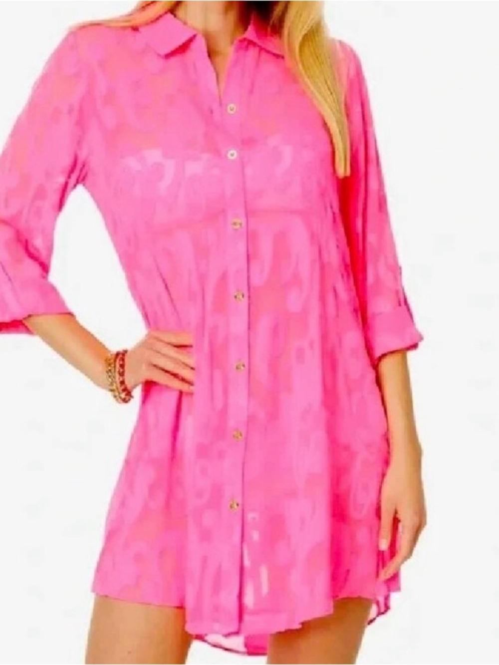 Lilly Pulitzer Pink Button-Front Swim Coverup